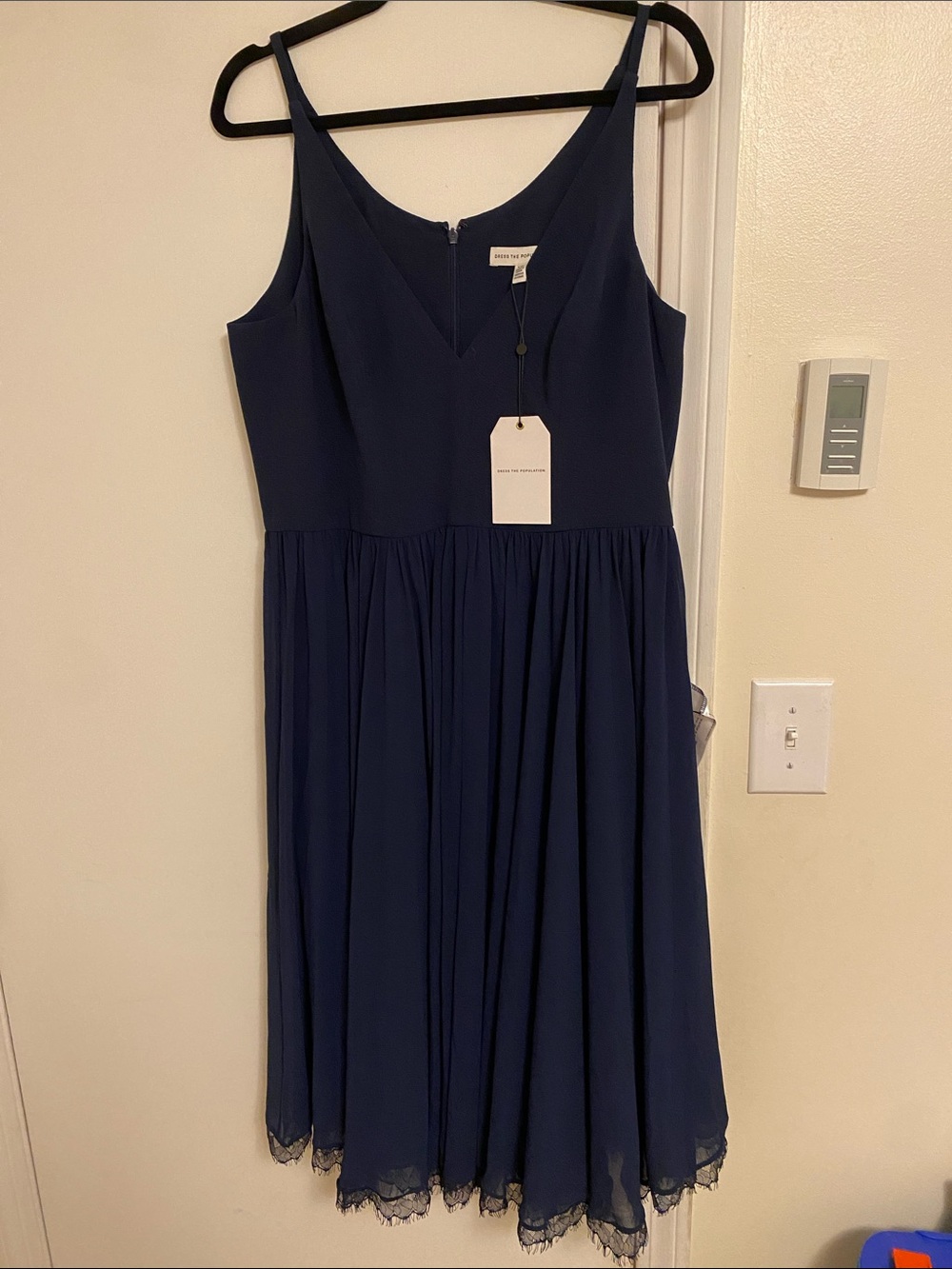 Dress the Population Navy V-Neck Sleeveless Midi Dress